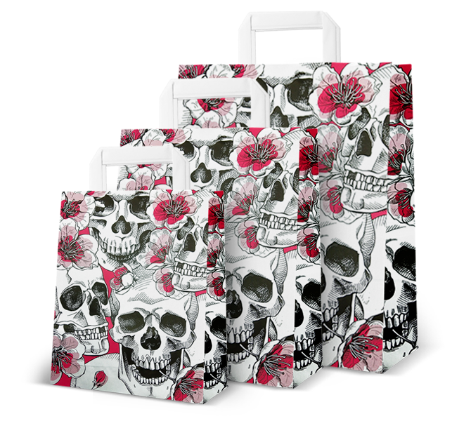 Papier-Tasche "Skulls & Flowers"